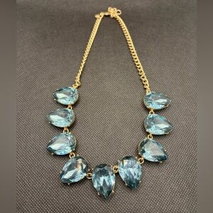 J. Crew Gold and Blue Teardrop Necklace